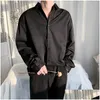 Men'S Casual Shirts Men S Shirt Long Sleeved Blouses Spring Autumn Korean Style Vintage Cardigan Top Solid Color Oversized Loose Male Dh3Lx