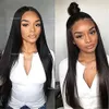 Natural 1B # Soft Long Silky Straitement plein de cheveux pour bébé résistant à la chaleur Synthétique en dentelle de dentelle pour femmes noires