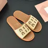 Top quality summer Lympia slides women's Raffia weave slipper letter logo sandals flat Beach shoes Luxury designer slides for womens Vacation flat shoes With box35-42