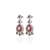 Orecchini a pennaglie Zoca Ruby Ruby High Carbon Diamond Bow Napel -S925 Regalo per feste di gioielleria in argento sterling