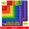 Decompression Toy Front 12x12 Back 12+12 Multiplication Addition Both Sides Pop Fidget Toys Rainbow Colorful Push Bubble Math Educational ToysL2404
