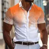 Casual shirts voor heren geometrisch zakelijk bedrukt shirt Outdoor Street werkkleding Zomer Rapel Korte mouwen Spiertop