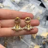 Dafu GG Retro Court Style French Style Temperament Letter Ancient Family Bee Pearl With Diamond High-End Feeling Light Luxury Civersatile Earrings for Women