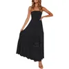 Casual jurken Boheemse vrouwen zomer off schouderjurk strapless kanten trim backless a line strandwear maxi 2024 mode