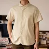 Men's Casual Shirts Red Tornado Eton Collar Short-Sleeve Shirt Semi-Formal Dress For Men 240416