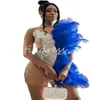 ASO EBI Blue Feather Sukienki na bal