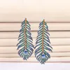 Dangle Earrings Bilincolor Zircon Peacock Feather Tassel For Women