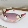 Lunettes de soleil Fashion Punk Y2K Lunettes de soleil Femmes Luxury Brand One Piece Cat Eye Sun Glasses UV400 Unisexe Shades Eyewear Sports Eyeglass Y240416