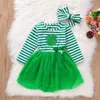 Mädchenkleider Qiangerer Kleinkind St. Patrick S Day Outfits Langarm Tutu Kleid mit Haarband Patricks Kleidung Set