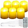 Świece LED ładowne flamiblesne migotania światła herbaciane z zdalnym timerem 6 portów ładowarki USB lampa nocna 6pcs 240416