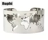 Carte du monde Couture bracelet bracelet voyage la paix bijoux en acier inoxydable en acier inoxydable de 40 mm de large angle d'angle de cercle raffiné J4412033