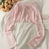 Blouses pour femmes Cardigan frénum et haut de gamme Lacet à manches longues crop top femelle chemise élégante vestiment