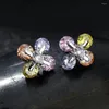Studörhängen idestiny 11.11 Small Flower Design Earings Fashion Jewelry 2024 For Girl High Quality Multicolor CZ Stone Women Jewlery Gift