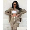 Womens Two Piece Pants New Brand For Tracksuits Casual Fashion Girls Printed Two-Piece Jogger Set Jacket Add Pant Ladies Tracksuit Swe Otdjk