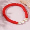 Link Bracelets Shinus Surfer Custom Gifts KC Peach Heart Stack Heishi Clay Beaded For Women 2024 Stretch Design Jewelry