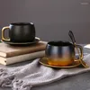 Tassen nordisch minimalistische Keramikbecher kreativer Peeling Schwarz Gold Kaffee eins nach einer Zeit Tasse