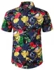 Mäns casual skjortor blommig blomma 3d tryck hawaiian män kvinnor mode blusar strand camisas mens lapel skjorta kuba pojke 24416