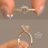 Crystal Rings for Women Fashion Flower Silvery Wedding Damesring Luxuremerk Juwelen Geschenken Accessoires315p