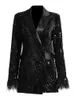 Abiti da donna VGH Solid patchwork patchwork blazer per donne maniche lunghe con il colletto selato Sungola singola tunica blazer Fashion femmina