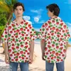 Camicie casual da uomo Frutti amanti camicia da spiaggia divertente fragola grafica per uomini per uomini vestiti arancione arancione manica corta boy hawaii