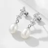 Dangle Earrings Fine Jewelry French Vintage High Quality Zircon Pearl 925 Silver 18k Gold Plated Women Freshwater