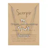 Pendant Necklaces 3Pcs/Set 12 Constellation Zodiac Sign Necklace Horoscope Zircon Jewelry Galaxy Libra Astrology Gift With Retail Drop Otkfv