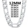 Chains Solid 925 Collier en argent sterling pour hommes classiques de 12 mm chaîne cubaine 18-30 pouces charme bijoux de mode de haute qualité Wedding193Z