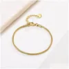 Kette Neue Punk -Mode 1,5mm Schlangenknochenarmband für Frauen goldene Farbe 14K Gelbgold Armbänder weibliche Schmuck Weihnachtsgeschenk Drop d DHPBQ