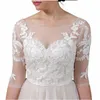 Koronkowe aplikacje ślubne szalik Bolero Wedding Kurtka ślubna 3/4 Rękaw Biała kość słoniowa Z7HD#