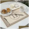 Designer tafelkleed Placemat linnen mode restaurant Mat imitatie Water luxe eettafels decoratie huistextiel Coaster druppel Dh7L3