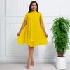 Lässige Kleider Frauen Mode Freizeit Lange Straße Pendeln schlanker fit runder Hals Chiffon Pullover Cape Fledermaushülle Lose großes Kleid