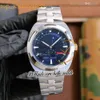 Ny 41mm utomlands 4000V/210A-B911 4000V Automatisk herrklocka Blue Dial Date Phase Moon rostfritt stålarmband Gents Watches Hwrd Hello_watch E181C3