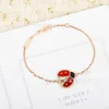 High Quality Luxury Bangle Fanjia Version Seven Star Ladybug Five Flower Bracelet Rose Gold Double sided Red Jade Marrow Lucky Female