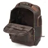 Backpack Big Large Highend Vintage Brown Thick Genuine Crazy Horse Leather A4 15.6'' Laptop Women Men Cowhide Travel Bag M6597