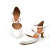 Dance Shoes White Soft Bottom Closed Toe Ballroom Competition Leather Latin Woman Salsa Sneakers