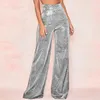 Pantaloni da donna Donne Donne Gambe Pantaloni Legri Patrino Straight Straight Scarbly Elegant Casual Simple Shiny Streetwear Party