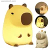 Lamps Shades Silicone LED Capybara night light rechargeable desk light touch dimming baby sleep light childrens room bedside light Q240416
