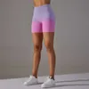 Justera lyftdip Lu Dye Gradient Fiess Women's High midja tätt trippel Peach Hip Torked Yoga Cycling Sports Shorts Lemon Gym Running Worko