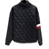 2024 Designers Tom Browns New High Necked Down Jacket Tb Mens And Womens Casual Diamond Grid Top With Patchwork Knitted Sleeves