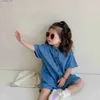 Juque de mezclilla para niños Jeans de jeans para niñas Shorts Rompers 2022 NUEVO SUMMER BABY PISTE PITALES L410 L410