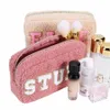 Preppy Fluffy Cosmetic Storage Pouch Chenille Letter Fuzzy toilettas Ploush Make -up Organizer opbergtas voor kerstcadeau P2NT#