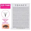 False Eyelashes TDANCE 320Fans 16Lines Sharp Narrow Stem Premade Fans Pro Point Pointy Base Middle Faux Mink Lash Extension