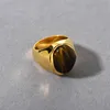 Fashion Vintage Inlaid Natural Tiger Eye Stone Ring For Women French Niche Light Luxury Design High-End Charm Trendy Jewelry