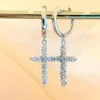 Boucles d'oreilles en peluche luomansi 0,5 carat d Vvs Moisanite Cross avec certificat GRA - S925 Silver Girl Jewelry Party Gift