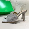 Slippare Summer Square Head Open Toe For Women Crystal Decoration High Heel Sandals Outdoor Vacation Dress Shoes 2024