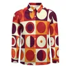 Men's Casual Shirts Retro Mod Shirt Orangy 70s Print Long Sleeve Printed Y2K Blouses Spring Novelty Oversized Clothing