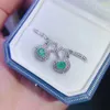 Stud Earrings -designed Emerald Top Quality 925 Sterling Silver Women's Natural And Real