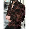 Men's Casual Shirts Mens Hawaiian Shirt Long Sleeve Luxury European Golden Beach Wear Comfortable Soft Top Fashion Button Design 240416