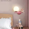 Lampen Shades Girls Room Dekoration Wandlampe für Kinder Mädchen Jungen Kinder Nachttisch Wandlampe Süße rosa kreative Cartoon Augenschutz Wandlampe Q240416