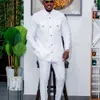 Мужчина Темос свадьба с двумя частями мужское платье с длинными брюками рубашка с твердым цветом вечеринки с длинным рукавом африканский этнический стиль 240410